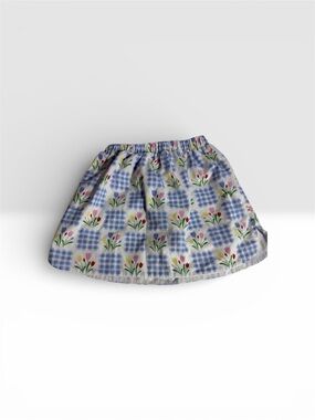 TBBC Blue Gingham Tulip Print Skirt